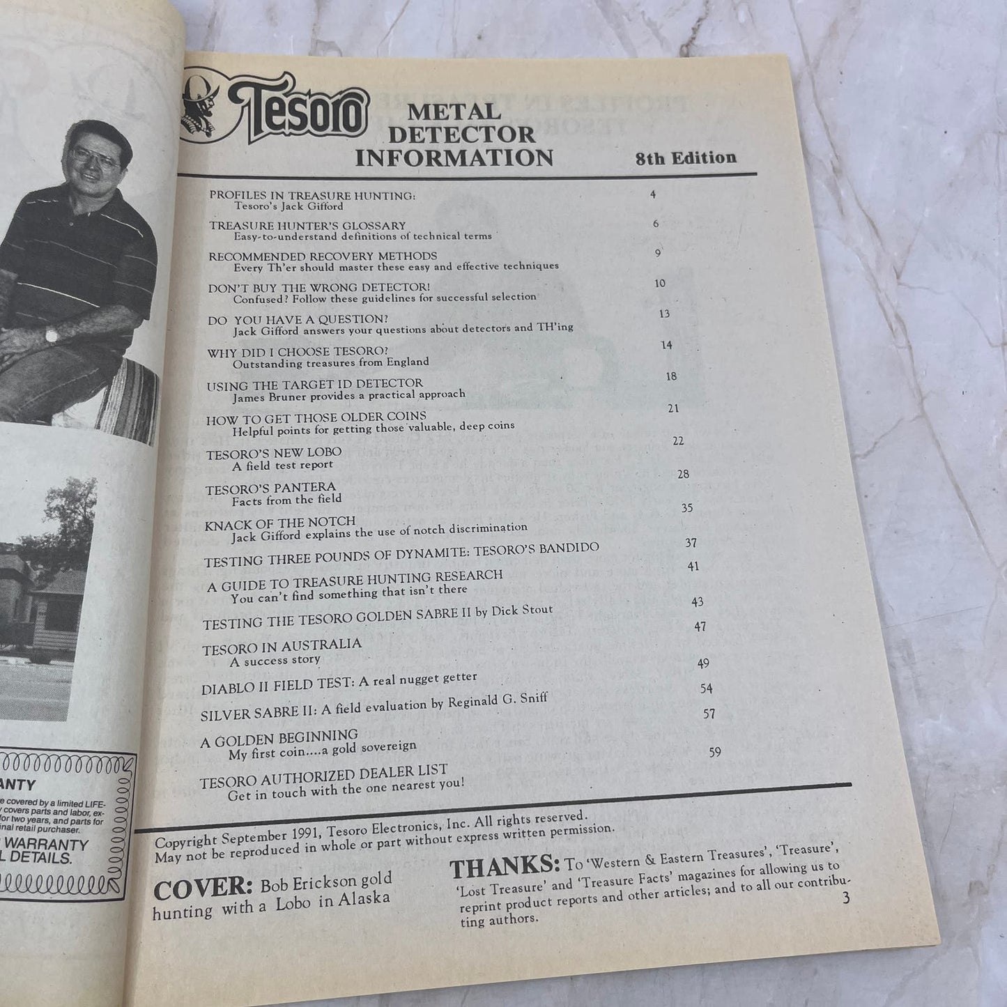 1991 Tesoro Metal Detector Information Booklet M20