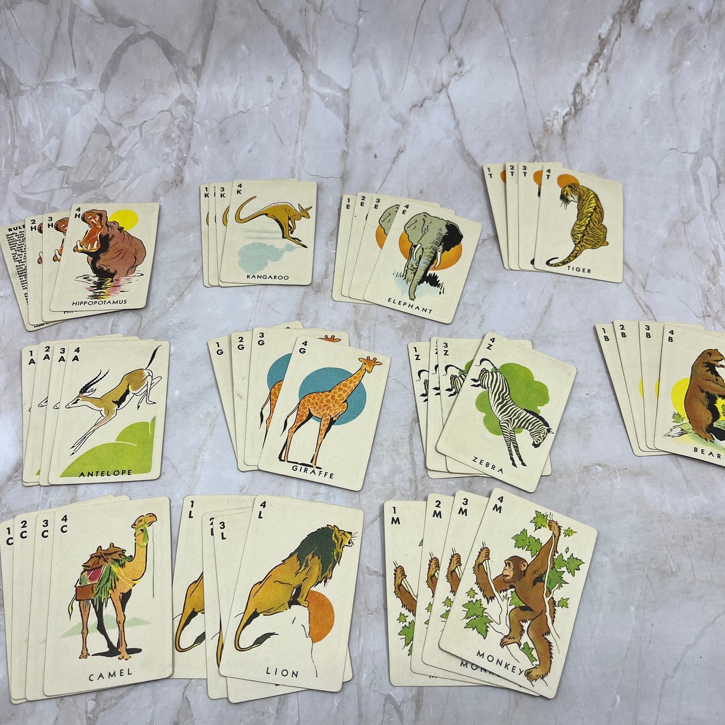 Vintage Whitman Publishing Rummy Card Game w/ Animal Cards TI9