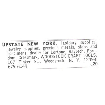 Woodstock Craft Tools Lapidary Woodstock NY 1972 Ad AF8-S13
