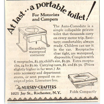 The Nursery-Crafters Portable Toilet for Campers 1928 Advertisement AE5-SSE