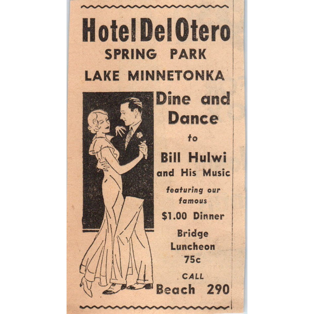 Hotel Del Otero Spring Park Lake Minnetonka 1935 Minneapolis Journal Ad AE7-H2
