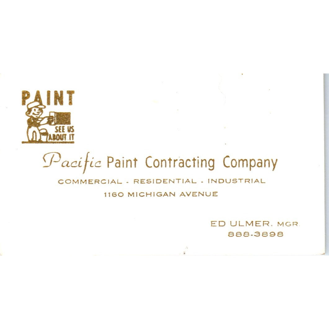 Pacific Paint Co Ed Ulmer 1160 Michigan Ave Vintage Business Card SD8-B14