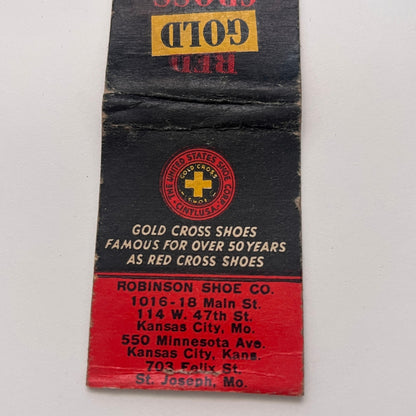 Robinson Shoe Co Gold Cross Shoes Kansas City Vintage Matchbook Cover MM3-4