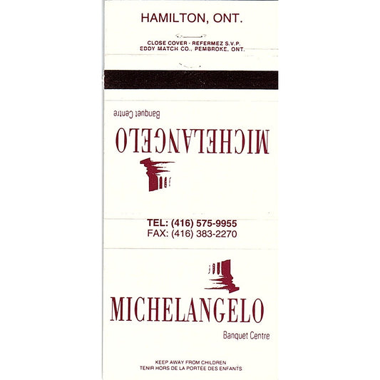 Michelangelo Banquet Centre Hamilton ON Vintage Matchbook TB6-MB2-8
