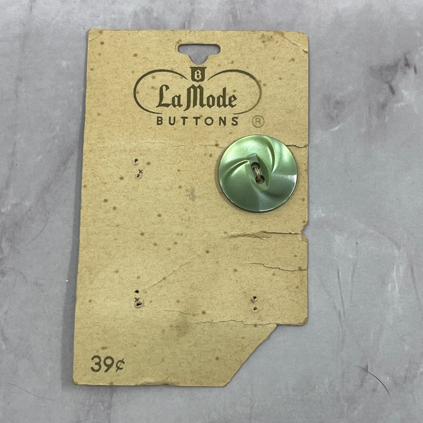 Vintage La Mode Buttons Green Pearlescent 28 3/4 - Single Button SE2