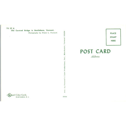 Old Covered Bridge in Brattleboro Vermont Covered Bridge Postcard PC4