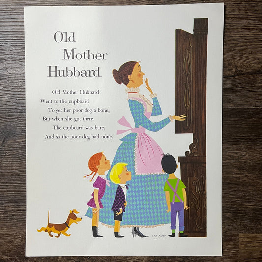 Old Mother Hubbard Vintage Dale Maxy Mother Goose Lithograph Art Print 11x14 V9