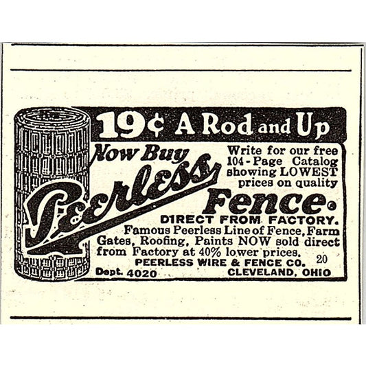 Peerless Wire & Fence Co Cleveland Ohio 1924 Ad AG3-S17