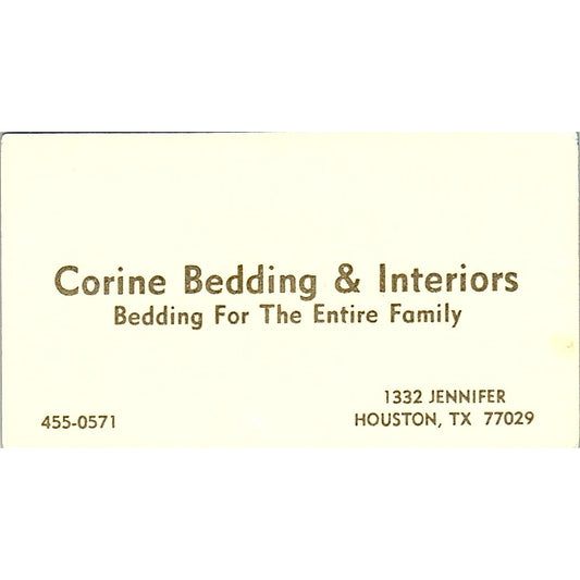 Corine Bedding & Interiors Houston Vintage Business Card SC9-B5