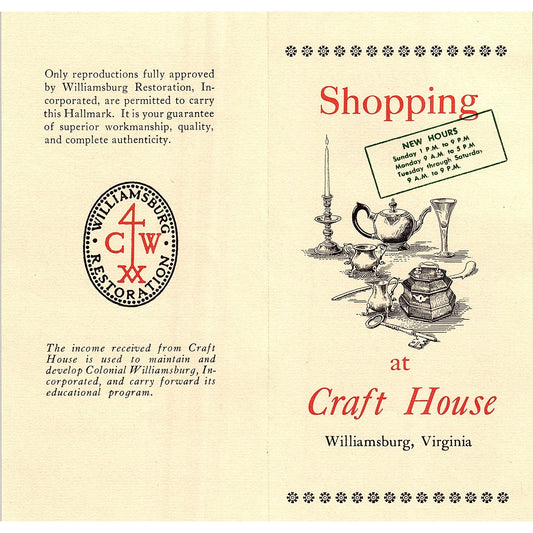 Shopping at Craft House Colonial Williamsburg VA Vintage Travel Brochure TH2-TB5