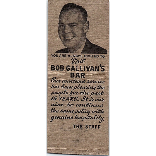 Bob Gallivan's Bar St. Paul Minnesota Vintage Matchbook Cover SF3-Y9