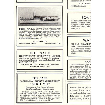 Chester A Nedwidek Naval Architect & Yacht Broker New York 1932 Ad AG2-M17