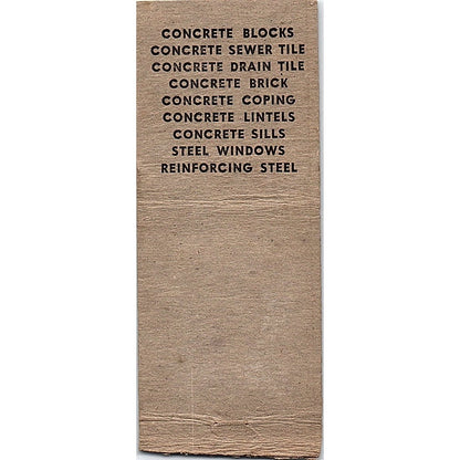 Fergus Concrete Products Co Fergus Falls MN Pinup Vintage Matchbook Cover SC7-Y7