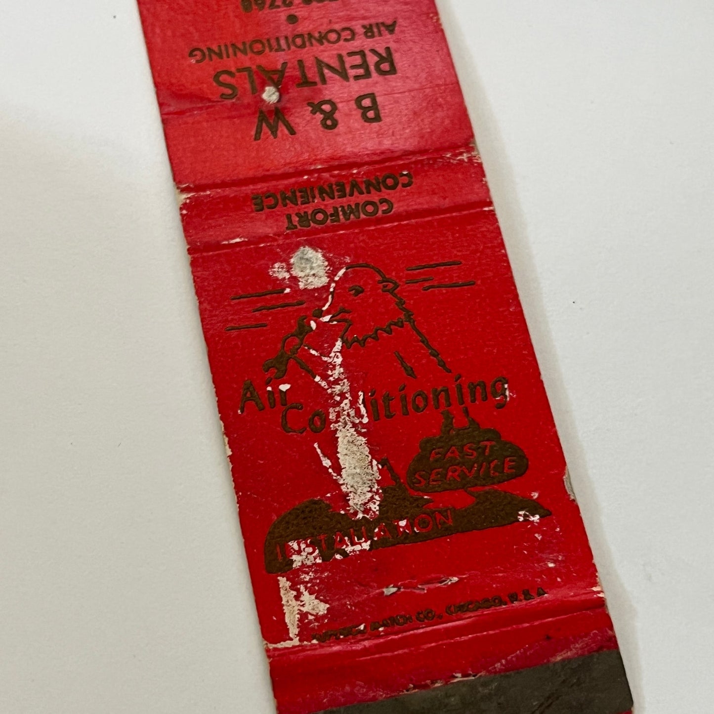 B&W Rentals Air Conditioning Augusta Georgia Vintage Matchbook Cover TB6-MB1-14