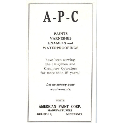 American Paint Corp Duluth MN, Dairy Record St. Paul MN 1953 Ad AE9-DC2