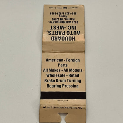 Hougard Auto Parts Inc West Racine WI Vintage Matchbook TB6-MB2-14