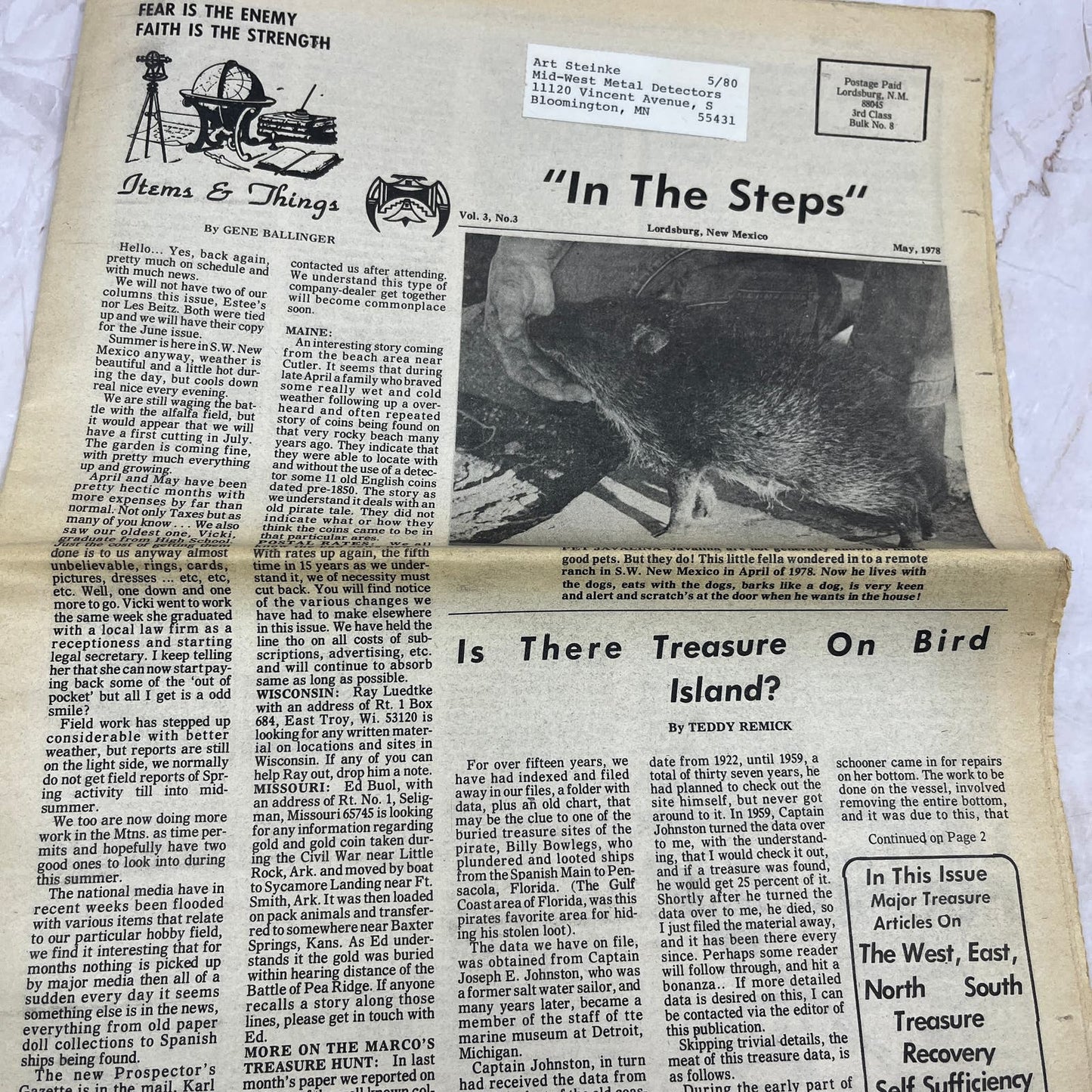 1978 May - In the Steps of the Treasure Hunter Newspaper - Lordsburg NM M11