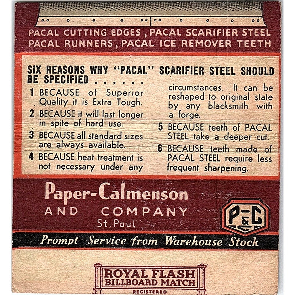 Paper-Calmenson & Co St. Paul MN Vintage Large Matchbook Cover TH2-Y3