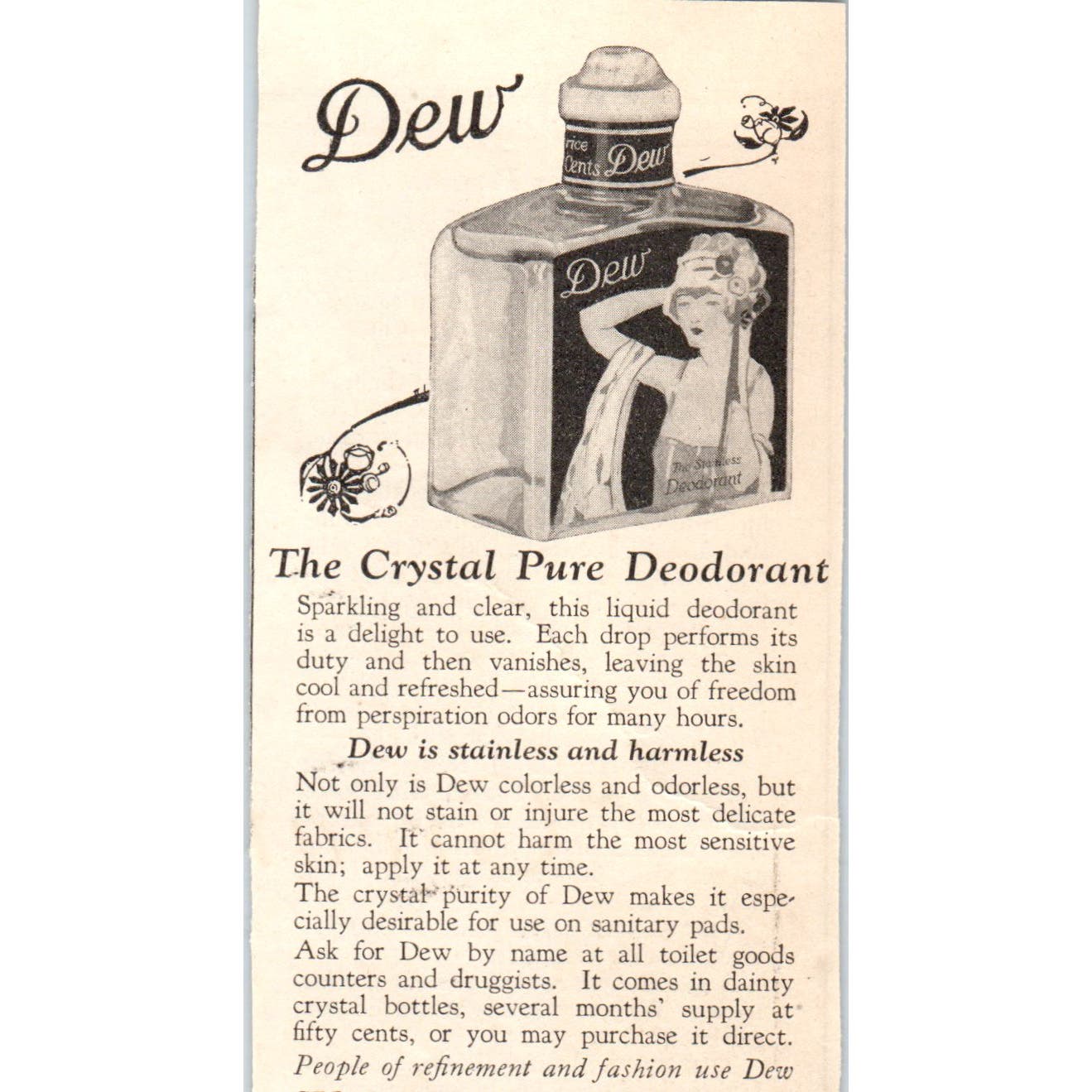 Dew Crystal Pure Deodorant Geo. C.V. Fesler St. Louis 1924 Magazine Ad AF7-LJ1