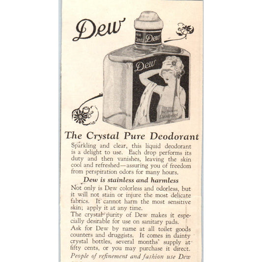 Dew Crystal Pure Deodorant Geo. C.V. Fesler St. Louis 1924 Magazine Ad AF7-LJ1