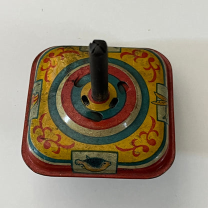 1940s Vintage Humming Square Spinning Top Toy England Tin Litho Toy TK3