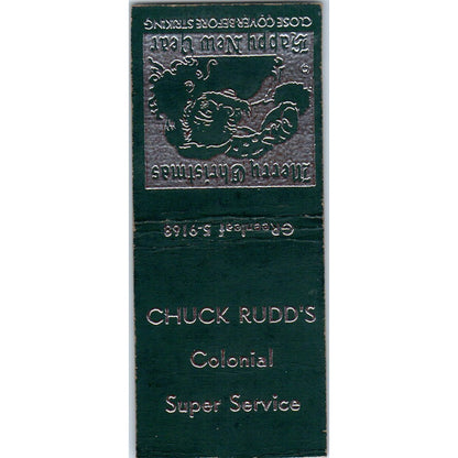 Chuck Rudd Colonial Super Service Christmas Santa Vintage Matchbook SF4-Y1