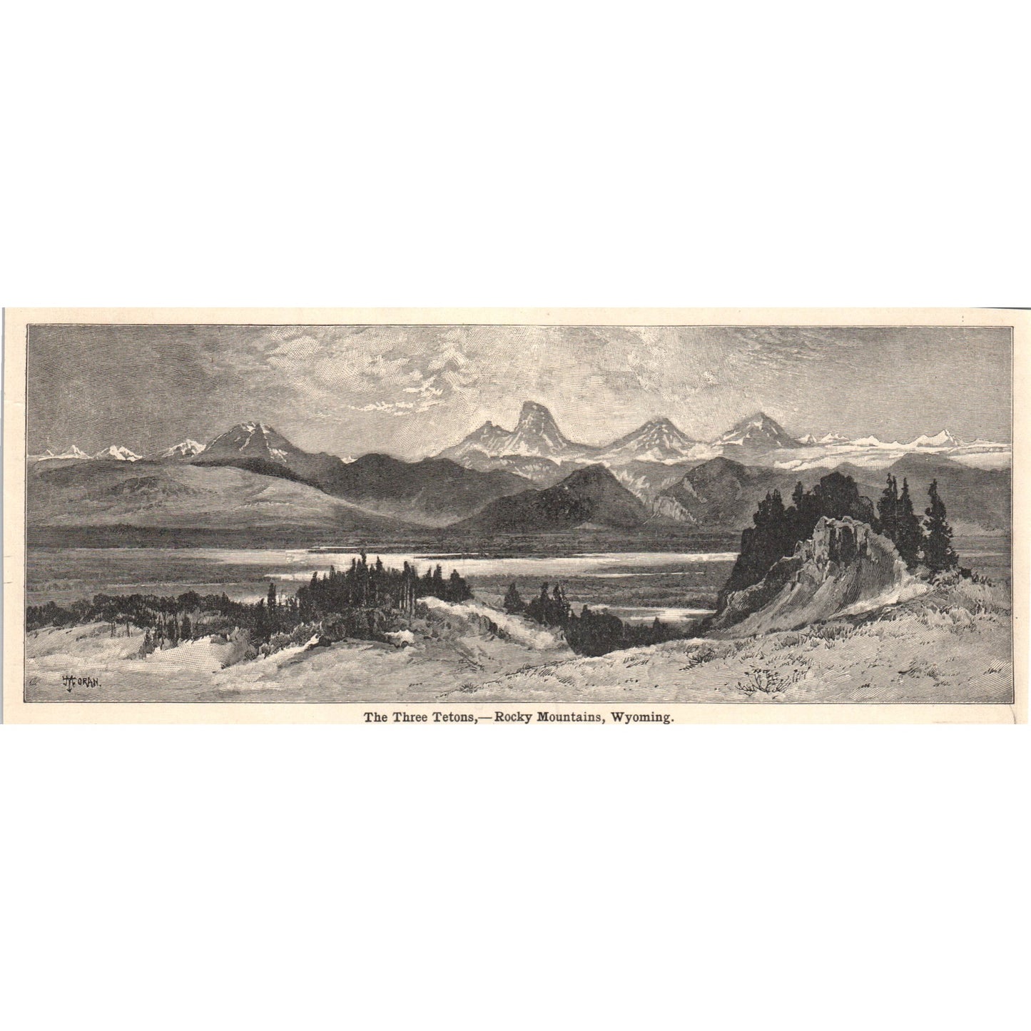 The Three Tetons Rocky Mountains Wyoming 1901 Engraving AF2-A6