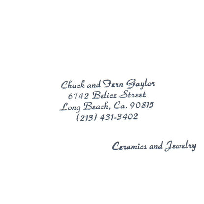 Ceramics and Jewelry Chuck and Fern Gaylor 6742 Belice str Long Beach, CA SF3-B1