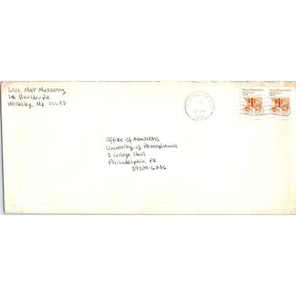 1991 Julie Messery Office of Admissions University Philadelphia Envelope TH9-L2