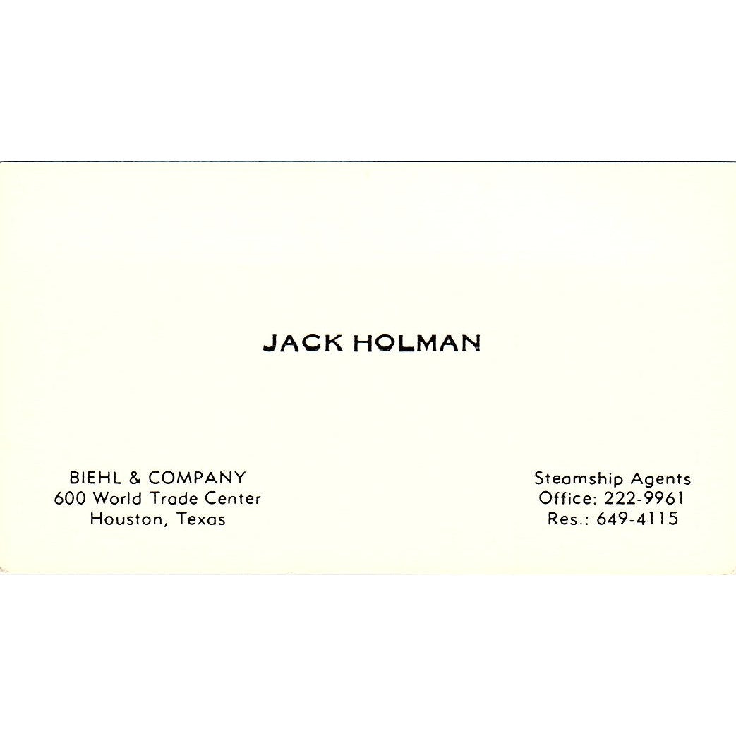 Biehl & Company Jack Holman Houston Texas Vintage Business Card SB4-B11