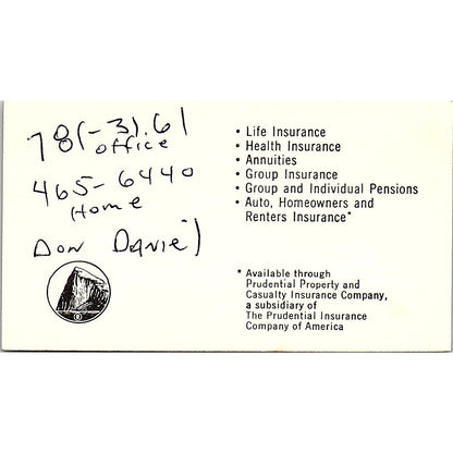 The Prudential Insurance Company Donald E. Cobb Houston TX Business Card SB4-B3