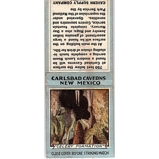 Celery Formation Carlsbad Caverns NM Vintage Matchbook Cover SC7-Y8