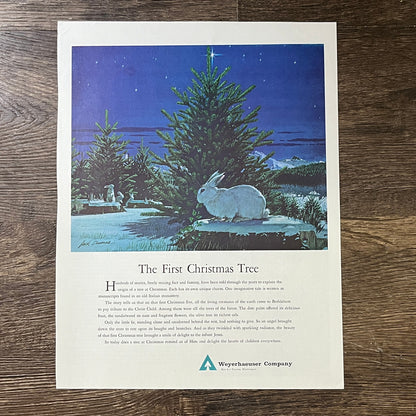 Vintage Weyerhaeuser Co The First Christmas Tree Jack Dumas Magazine Ad 10x13 V3