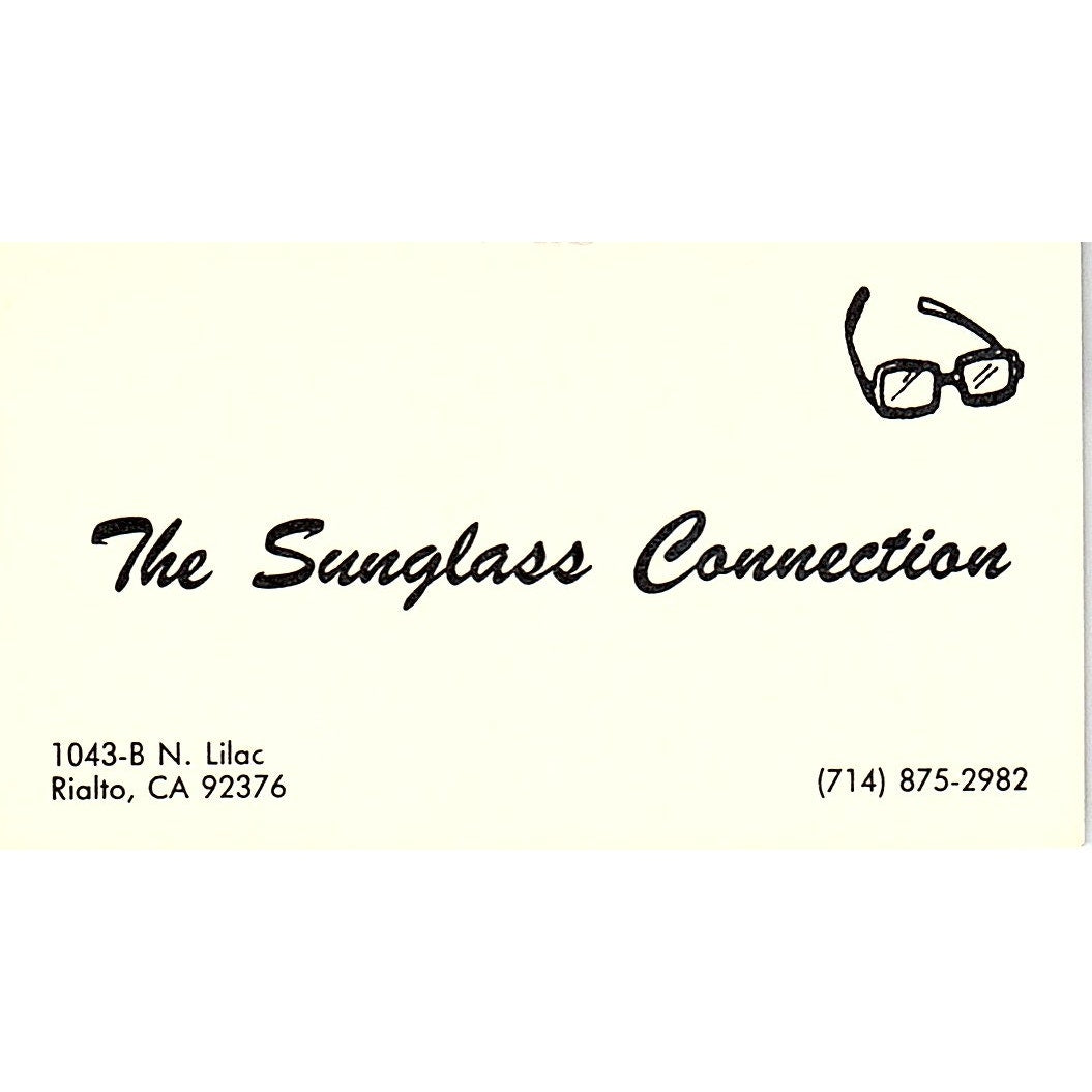 The Sunglasses Connection Rialto CA Vintage Business Card SB4-B2
