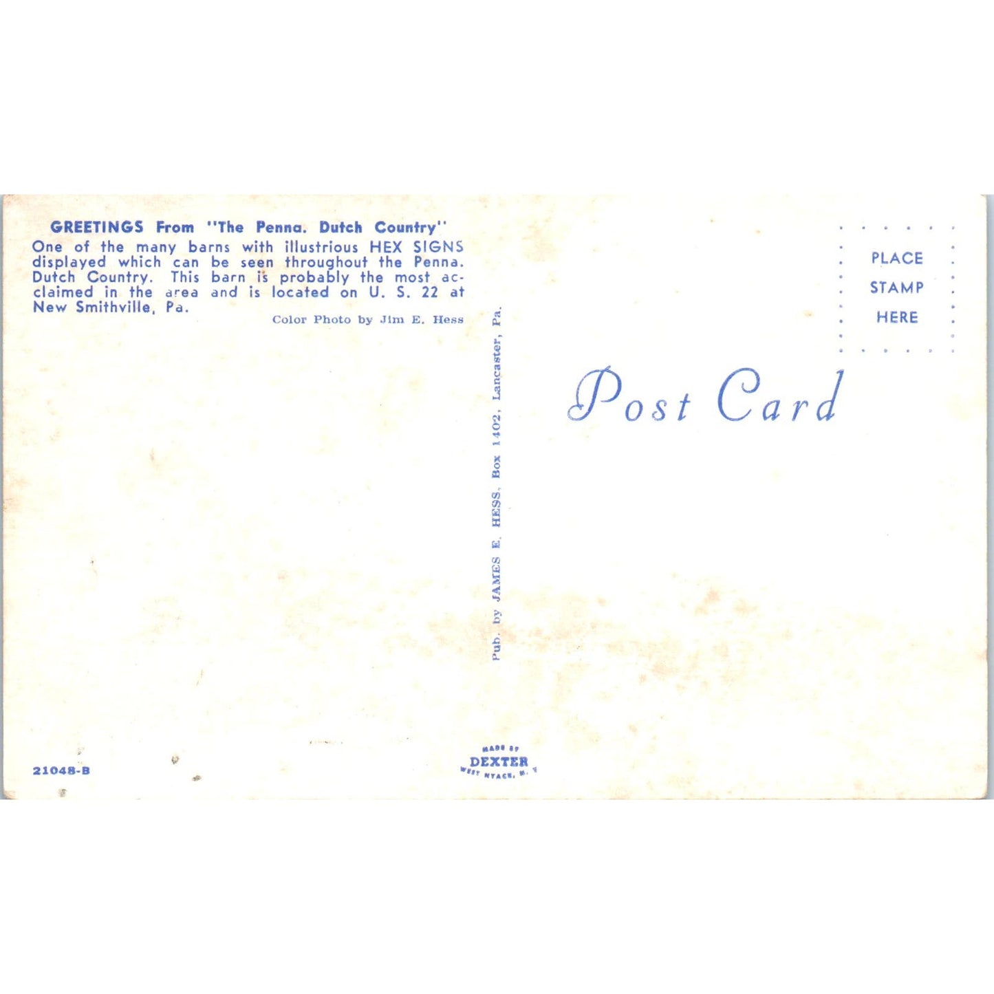 Amish Barn With Hex Signs Pennsylvania Dutch Country Postcard PD7