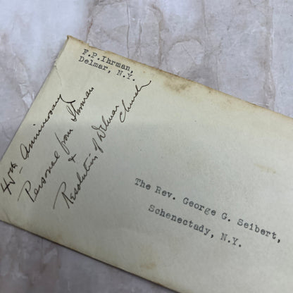 1937 Delmar Reformed Church Letter Rev. George G. Seibert Schenectady NY TG9-E1