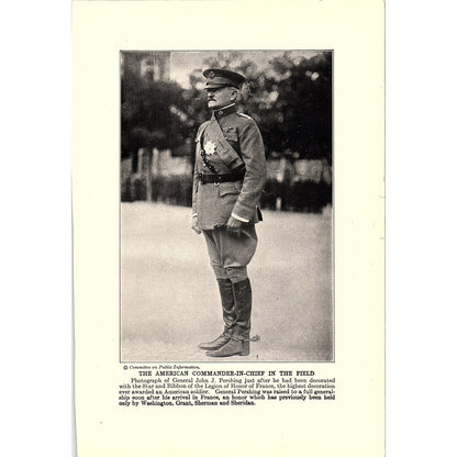 Noted American Generals, John J Pershing 1919 WWI Print AF9-18
