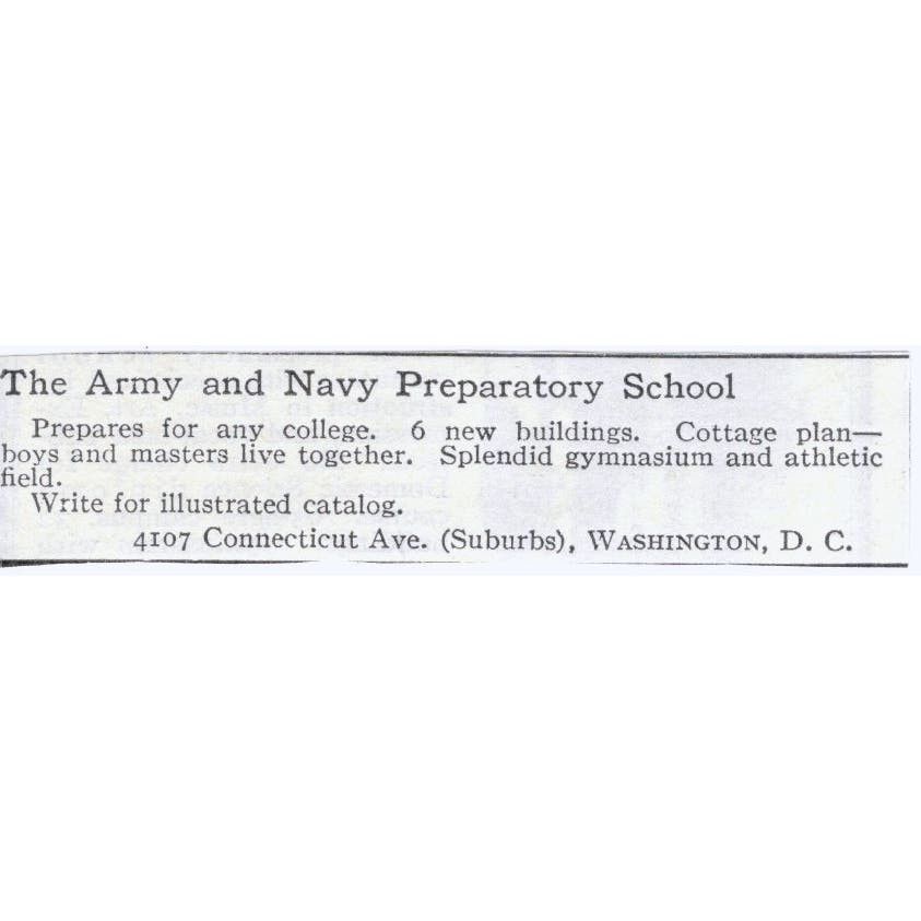 Washington DC Army Navy Preparatory School c1918 Original Advertisement AE5-SA3