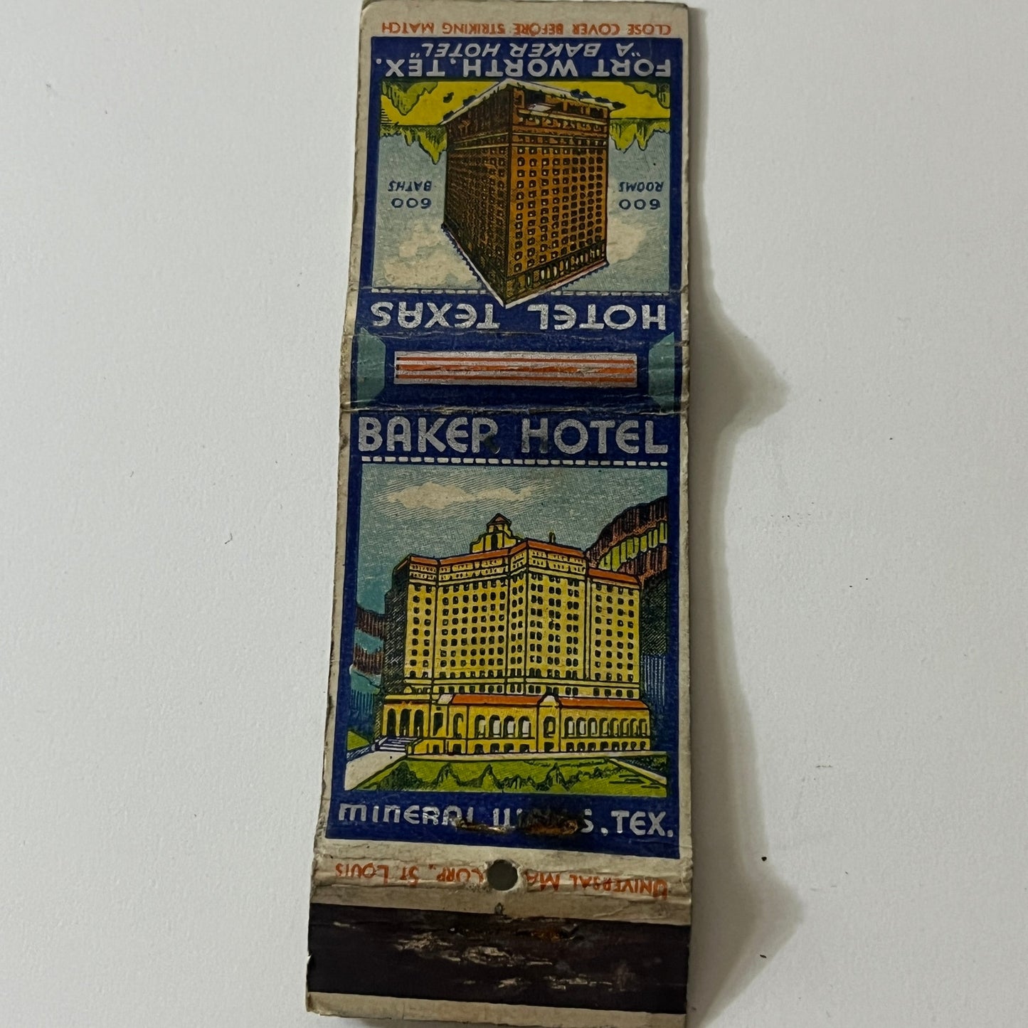 Baker Hotel Fort Worth Texas Vintage Matchbook TB6-MB2-11