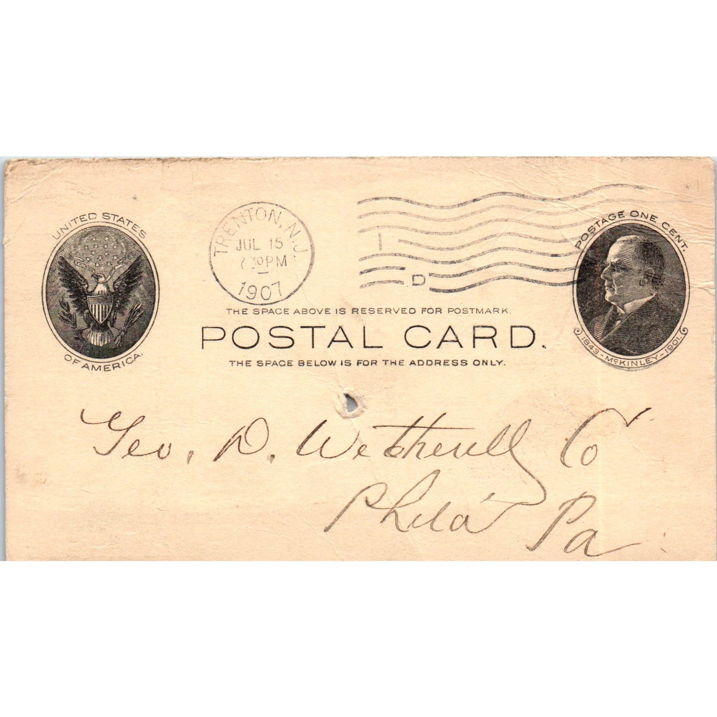 1907 Charles Shick Wheelwright Blacksmith Trenton NJ Postal Mailing Card PE4