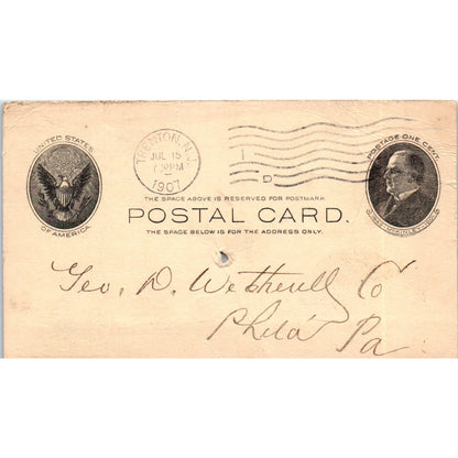 1907 Charles Shick Wheelwright Blacksmith Trenton NJ Postal Mailing Card PE4