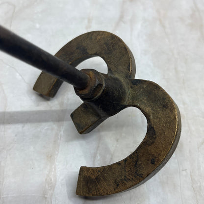 Antique Bronze Cattle Branding Iron Letter W M 3 11” Western Cowboy Decor TF5