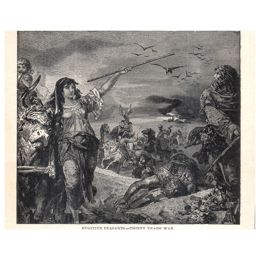 Fugitive Peasants Thirty Years' War H. Vogel 1911 Engraving Print AF5-8