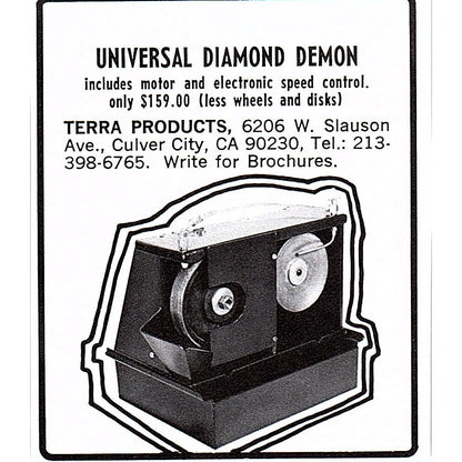 Universal Diamond Demon Terra Products Culver City CA 1972 Ad AF8-M1