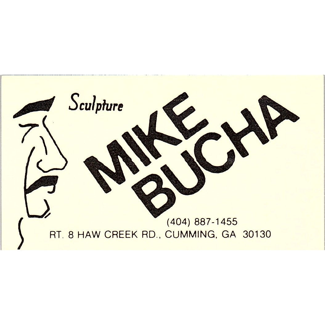 Mike Bucha Sculpture Cumming GA Vintage Business Card SE3-B11