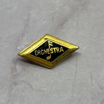 Vintage Gold Tone Orchestra Lapel Pin Pinback Button SB7-SPB