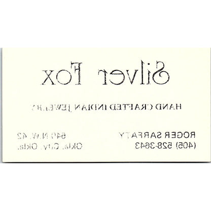 Silver Fox Roger Safarty Oklahoma City OK Vintage Business Card SB4-B10