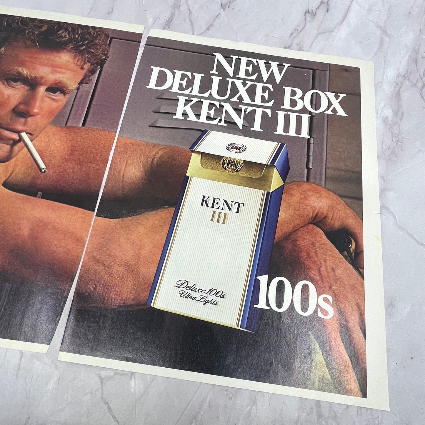 Deluxe Box Kent III Cigarettes Shirtless Guy 2 Page Ad 1984 Ad AF8-6
