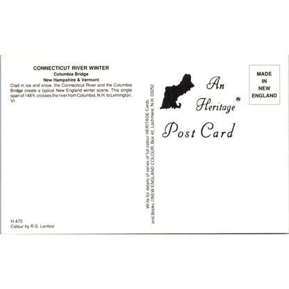 Connecticut River Columbia Bridge NH & VT Covered Bridge Postcard PC3