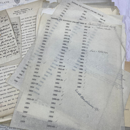 c1920-40s Huge Genealogy Lot of Documents Baltimore Maryland Area TA9